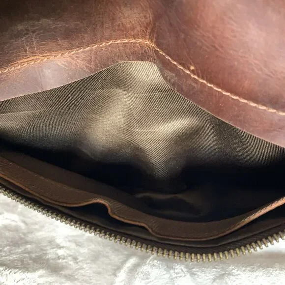 NEW MH 100% Genuine Leather Distressed Brown Large Tote Laptop Bag Purse - Picture 8 of 16